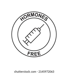 Hormones free label icon  in black line style icon, style isolated on white background