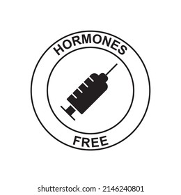 Hormones free label icon  in black flat glyph, filled style isolated on white background