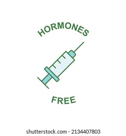 Hormones free label icon  in color icon, isolated on white background 