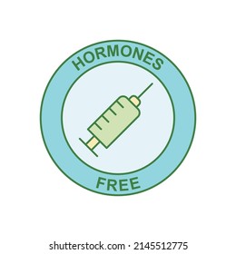 Hormones free label icon  in color icon, isolated on white background 