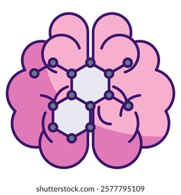 Hormones Icon - Lineal Color Style - Brain Theme