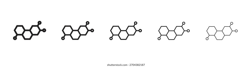 Hormones iconBlack linear bold and thin strokes set