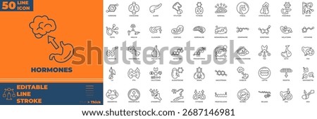 Hormones Line Editable Icons set. Vector illustration in modern thin line style of hormones icons: molecular, science, stroke, etc