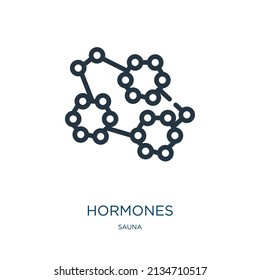 hormones thin line icon. medical, anatomy linear icons from sauna concept isolated outline sign. Vector illustration symbol element for web design and apps.