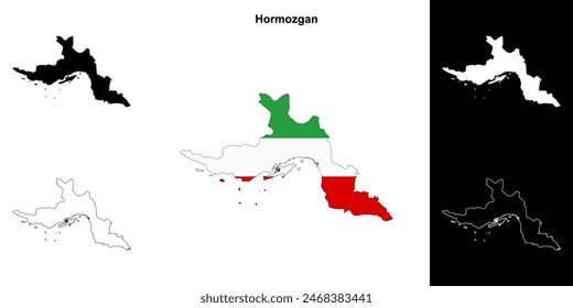 Hormozgan province outline map set