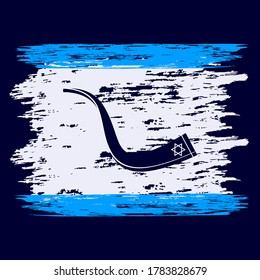 Horn - abstract element in grunge style - vector. Rosh Hashanah, Jewish New Year, Yom Kippur. Banner