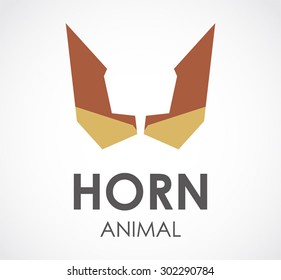 Horn animal abstract vector logo design template wild life business icon zoo company symbol concept