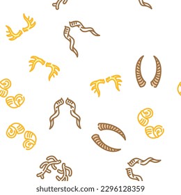 horn animal head wild vector seamless pattern thin line illustration