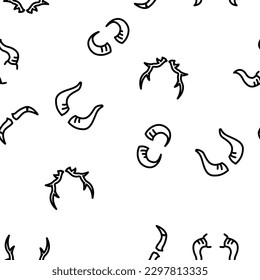 horn animal head wild vector seamless pattern thin line illustration