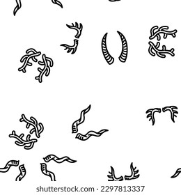 horn animal head wild vector seamless pattern thin line illustration