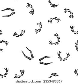 horn animal wildlife nature vector seamless pattern thin line illustration