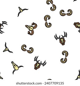 horn animal wildlife nature vector seamless pattern thin line illustration