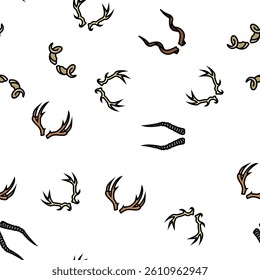 horn animal wildlife nature vector seamless pattern thin line illustration