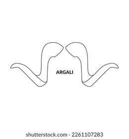Horn argali vector icon.Outline vector icon isolated on white background horn argali.