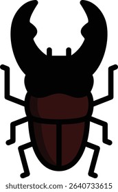 horn beetle icon illustration design with filled outline, this is not made from any AI generation