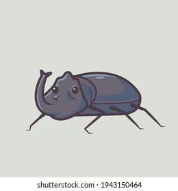 horn beetle illustration. premium cartoon insect