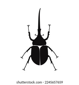 horn beetle silhouette vector. Flying insects, wildlife.