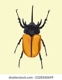 horn beetle vector design. Hercules beetle in flat style. Insect illustration.