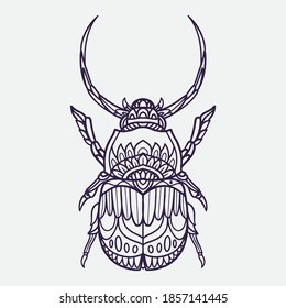 Vector Illustration Decorative Beetle Isolated On Stock Vector (Royalty ...
