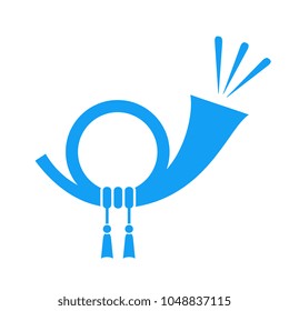Horn blue vector icon illustration isolated on white background