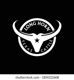 horn, Country Western Bull Cattle Vintage Label Logo Design