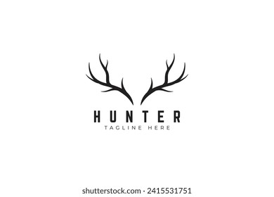 Horn Deer Antler Elk Vintage Logo Brand Identity for Community Hunter and Forest Ranger