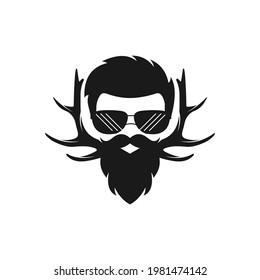 Horn Deer Cool Guy Vector Logo Design