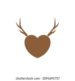 horn deer with love shape logo design vector graphic symbol icon sign illustration creative idea