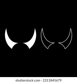Horn of devil horns monster from hell Halloween carnival concept demon satan evil set icon white color vector illustration image solid fill outline contour line thin flat style