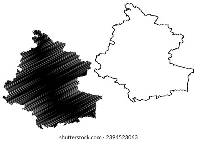 Horn district (Republic of Austria or Österreich, Lower Austria or Niederösterreich state) map vector illustration, scribble sketch Bezirk Horn map
