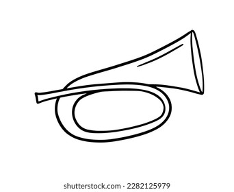 Horn doodle. Musical instrument in sketch style. Vector illustration isolated on white background