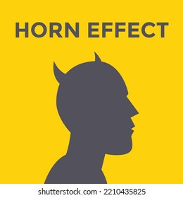 Horn effect, corporate man horn effect in shadow sign for unconscious bias, horn effect in performance appraisal, halo horn effect bias