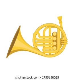 Horn flat style isolated on white. musical object concept vector for your design work, presentation, website or others.