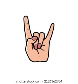 Horn Hand Sign, Isolated on a white background. Icon Vector Illustration.