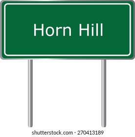 Horn Hill, Alabama, road sign green vector illustration, road table, USA city