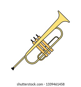 Horn icon. Flat color design. Vector illustration.