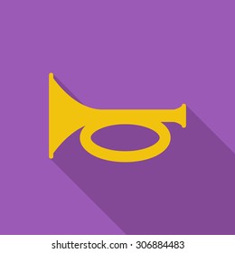 Horn icon. Flat vector related icon with long shadow for web and mobile applications. It can be used as - logo, pictogram, icon, infographic element. Vector Illustration.