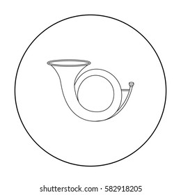 horn icon in outline style isolated on white background. Hunting symbol stock vector illustration.