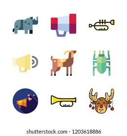 horn icon set. vector set about rhinoceros, beetle, goat and reindeer icons set.