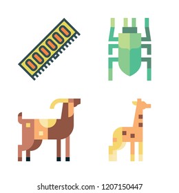horn icon set. vector set about ram, beetle, giraffe and goat icons set.