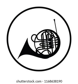 Horn icon. Thin circle design. Vector illustration.