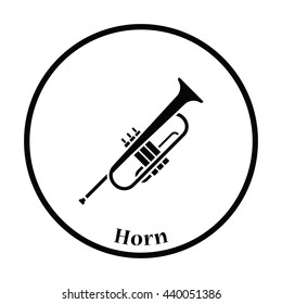 Horn icon. Thin circle design. Vector illustration.