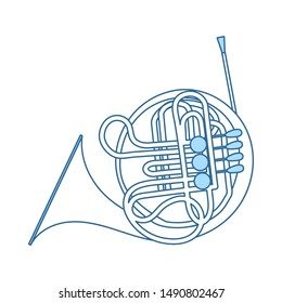 Horn Icon. Thin Line With Blue Fill Design. Vector Illustration.