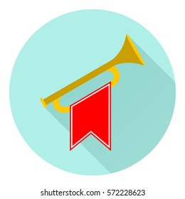 Horn, icon horn, trumpet, to play the trumpet, beep. Flat design, vector illustration, vector.