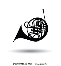 Horn icon. White background with shadow design. Vector illustration.