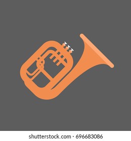 Horn Icon Wind Music Instrument Concept Flat Vector Illustration