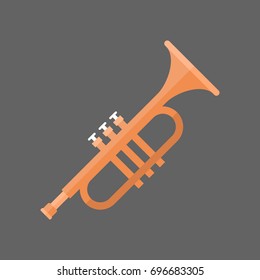 Horn Icon Wind Music Instrument Concept Flat Vector Illustration