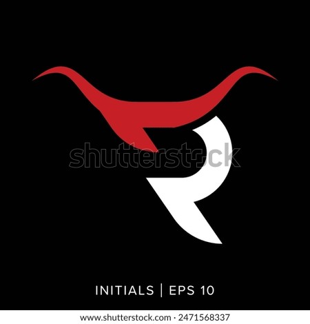 Horn initial letter R logo template, horn R initial logo element, vector R horn initial logo