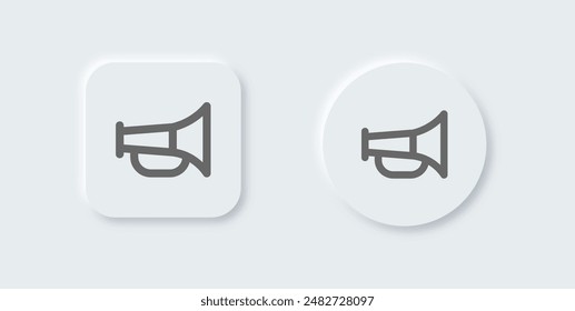 Horn line icon in neomorphic design style. Trumpet signs vector illustration.