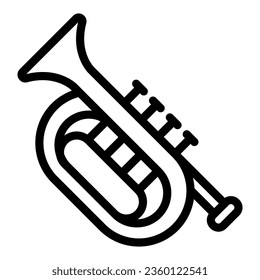 Horn line icon, Oktoberfest concept, wind musical instrument sign on white background, French horn icon in outline style for mobile concept and web design. Vector graphics